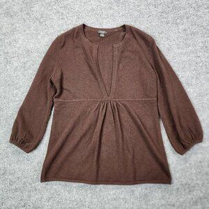 Prive 100% Cashmere Sweater Women Medium V Neck Pullover 3/4 Sleeve Jumper